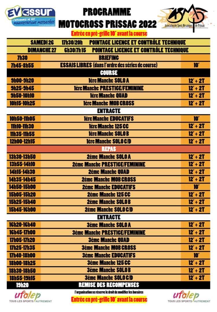 Calendrier Motocross 2023 Ufolep Ufolep - Creuse : - Motocross Prissac