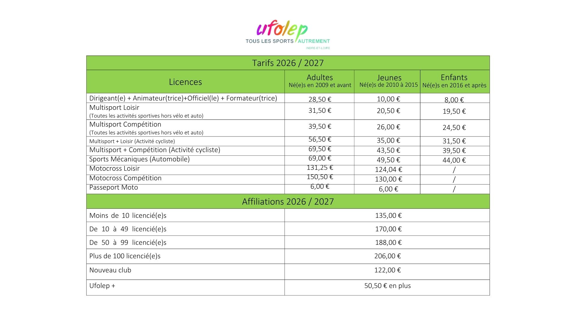 Tarifs 26-27