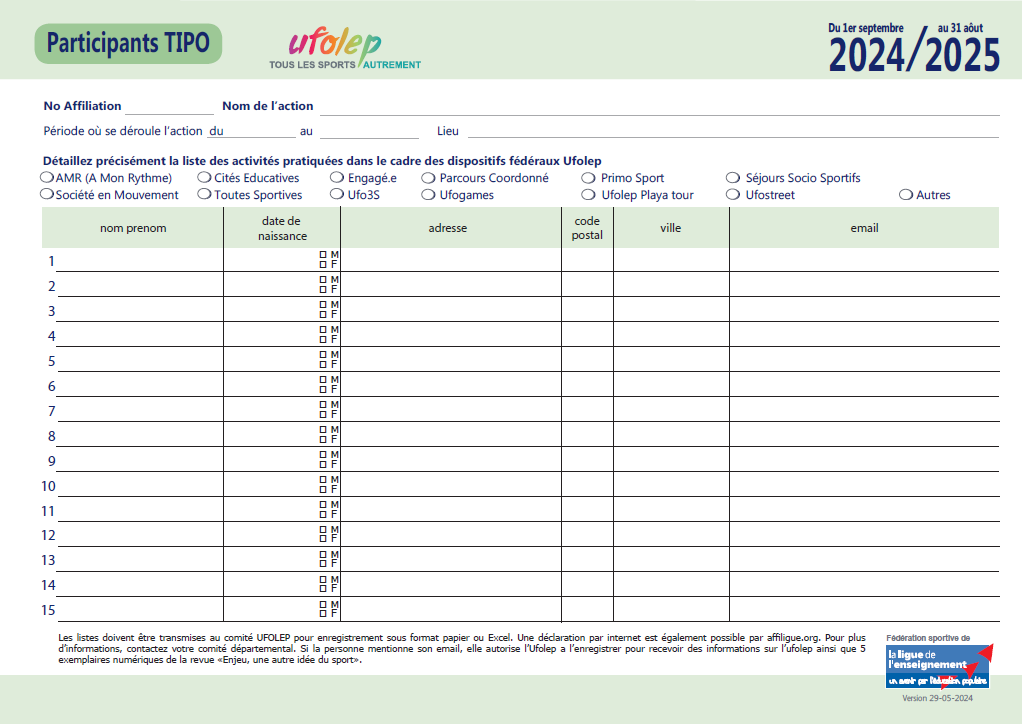 Liste des participants TIPO - 2024-2025