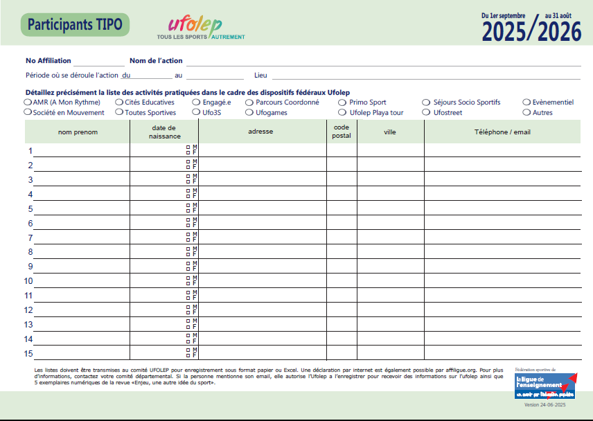 Liste des participants TIPO - 2025-2026