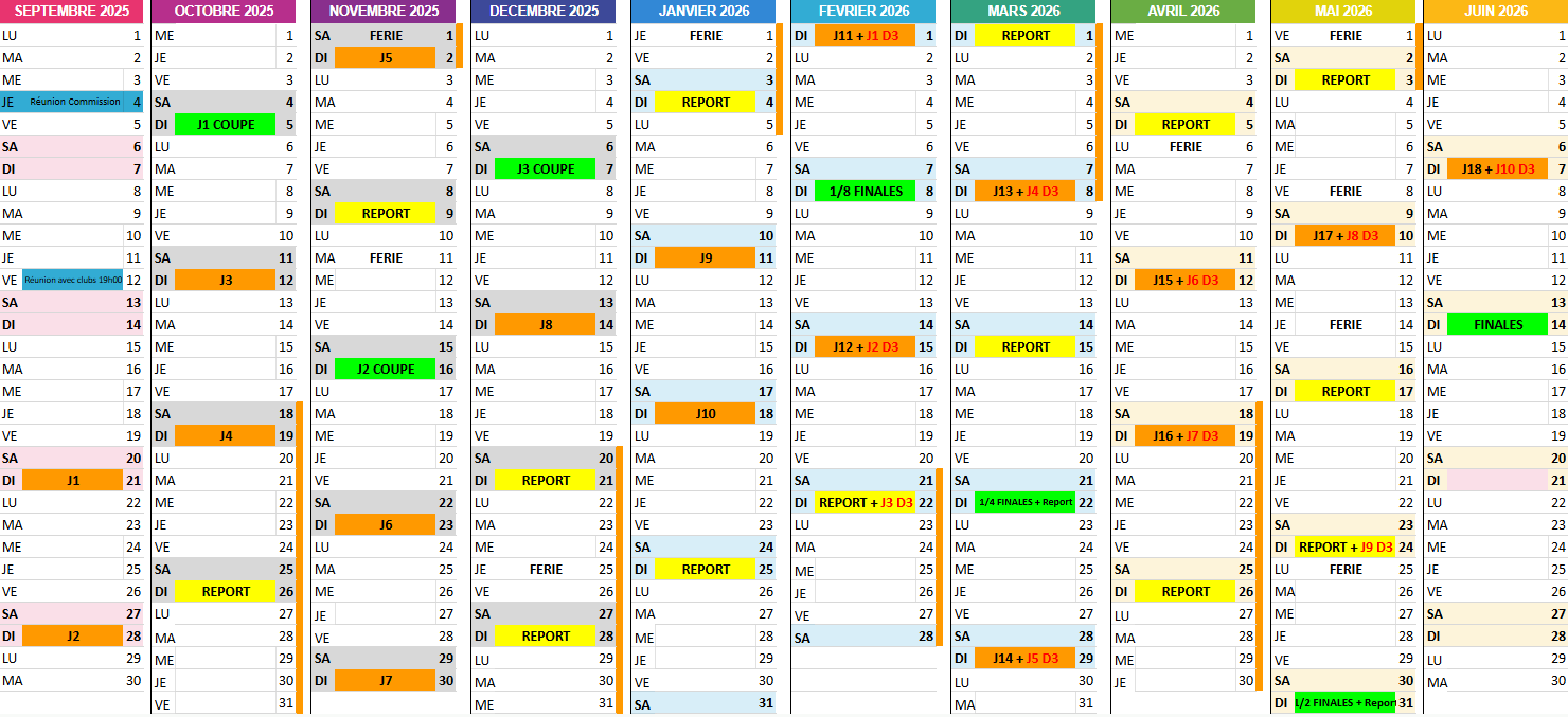 Calendrier 2025-2026